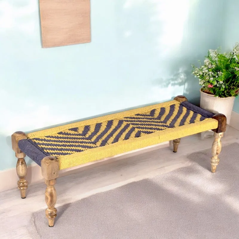 Calon Sheesham Wooden Bench - Yellow,Purple media 1