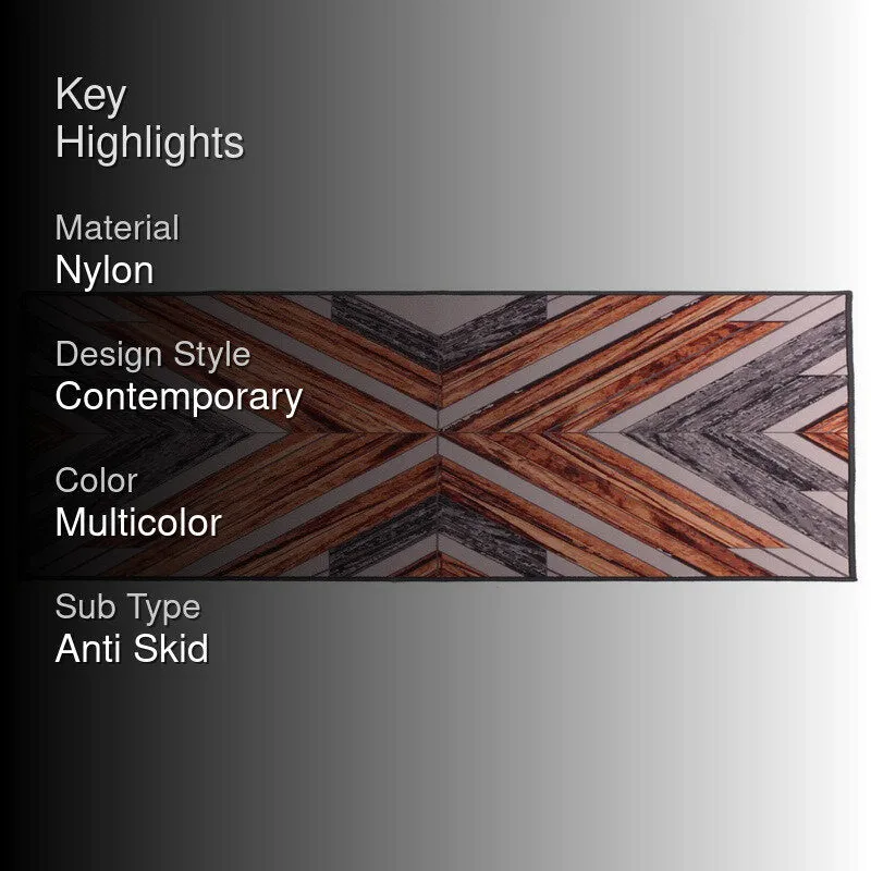 Diagonal Geometric Anti-Skid Nylon Runner Rug media 2
