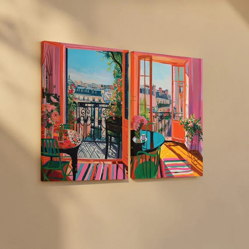 Parisian Balcony Canvas Wall Art - Set of Two media 5