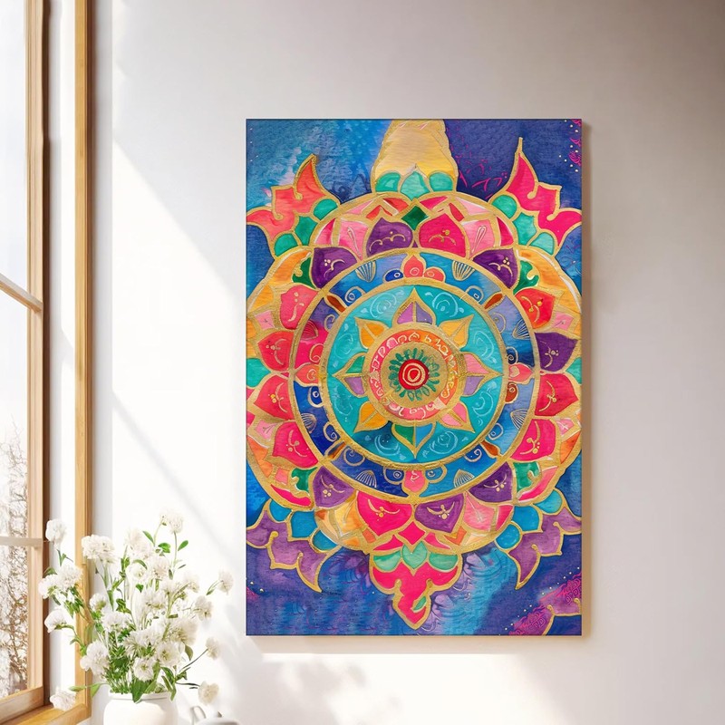 Vibrant Prism Mandala Wall Art Without Frame media 2