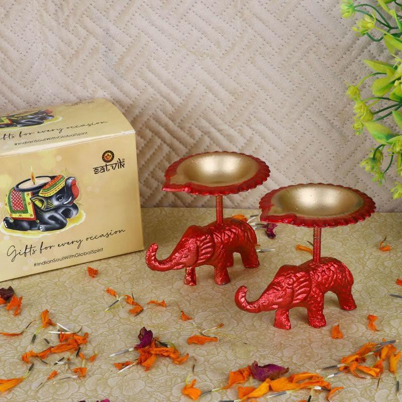 Gajmukut Tealight Candle (Red) - Set Of Two media 3