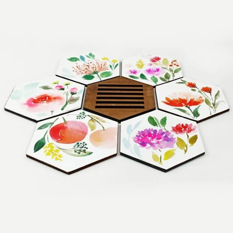 Blossom Dance Handpainted Coaster - Set Of Six media 3