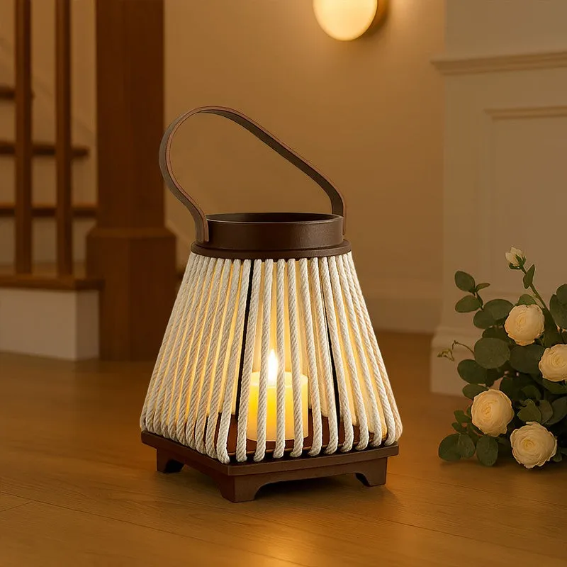 StriaGlow Bamboo Tea Light Candle Holder - Beige media 4
