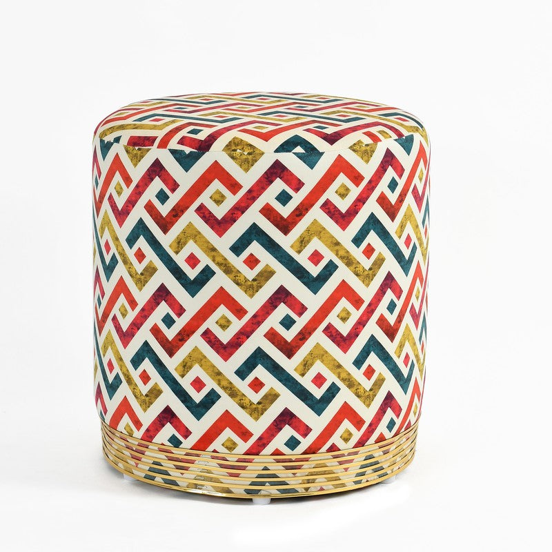 Ripple Zigzag-print Velvet Pouffe - Multicolor media 3