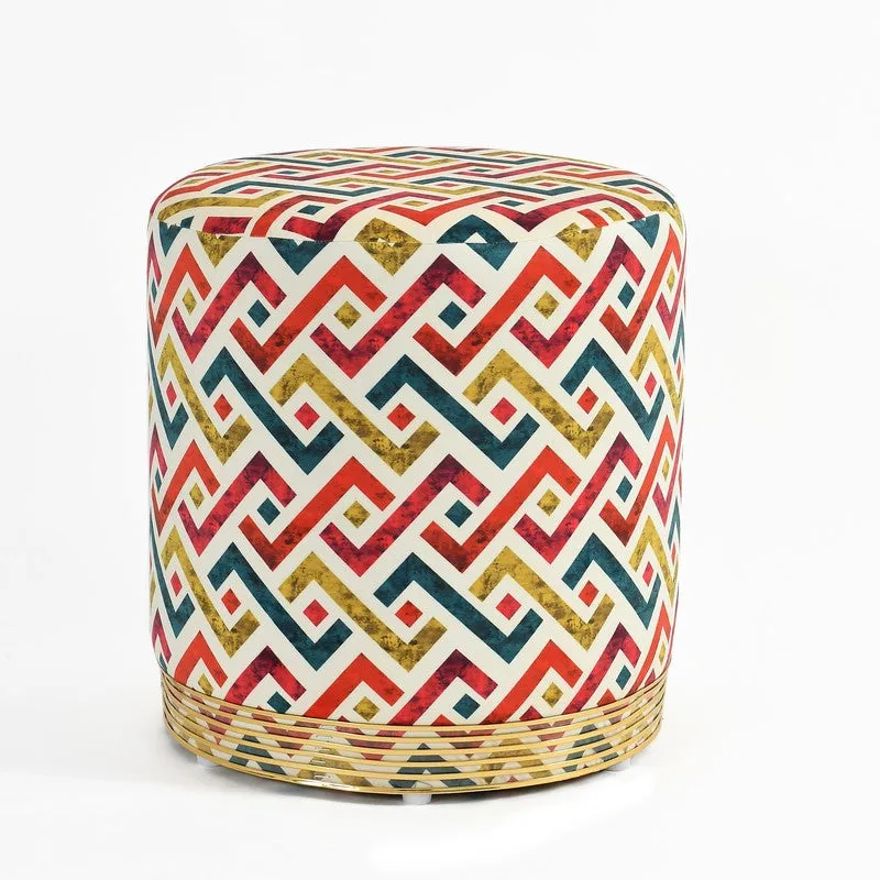 Ripple Zigzag-print Velvet Pouffe - Multicolor media 3