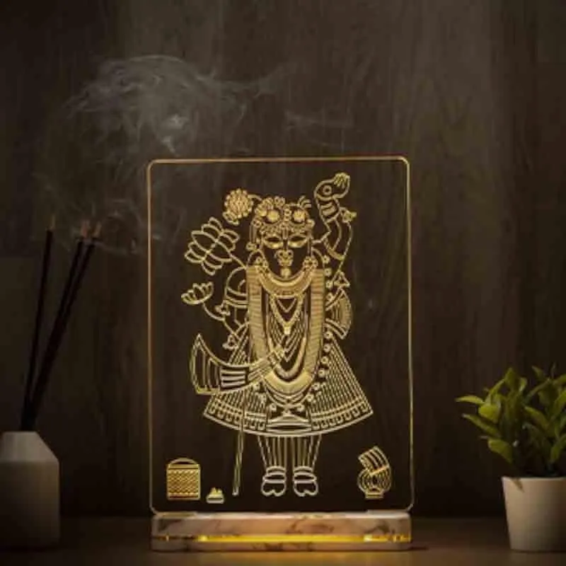Shreenathji Acrylic Table Lamp - Transparent media 1