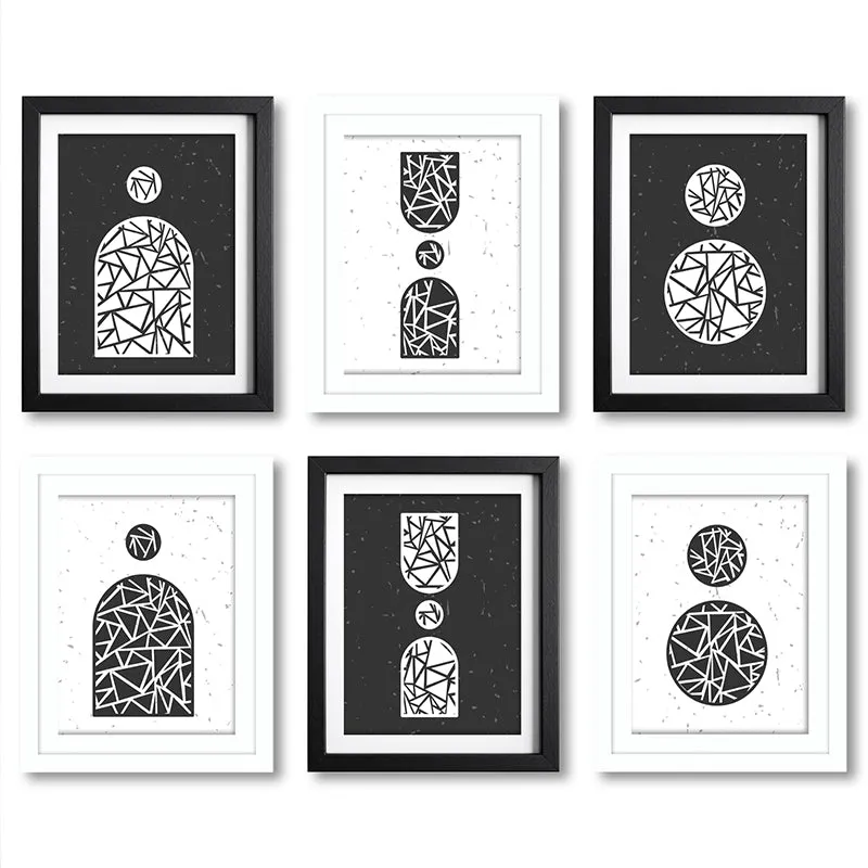 Modern Monochrome Wall Art With Frame - Set Of Six media 3