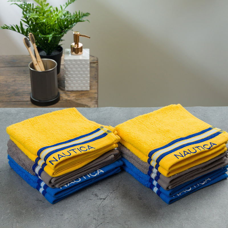 Nautica Dove Down Cotton Face Towel (Yellow & Blue) - Set Of Twelve media 4