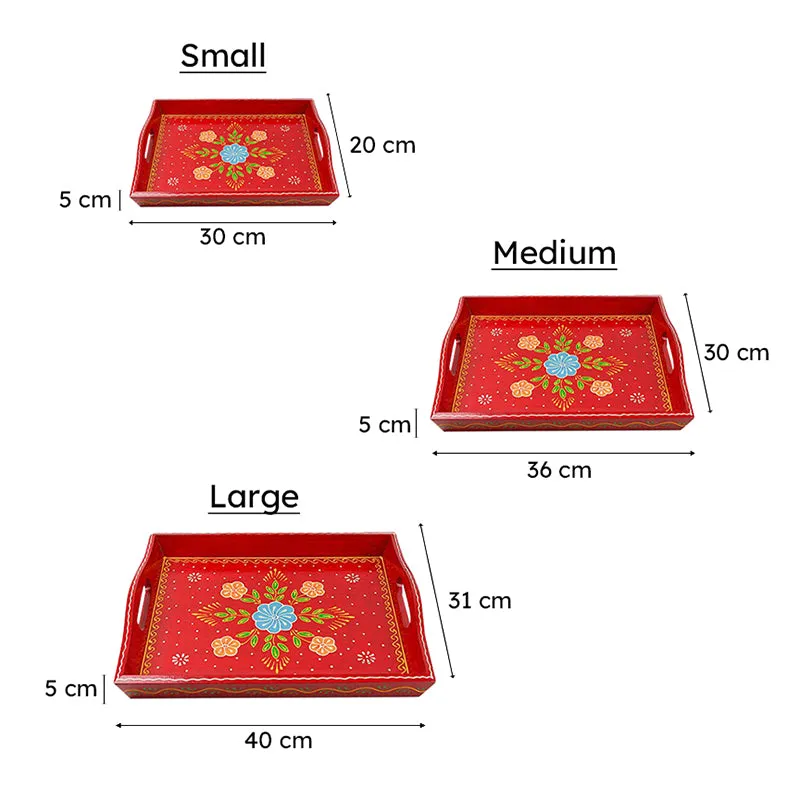 Binayi Ethnic Serving Tray - Set Of Three media 6