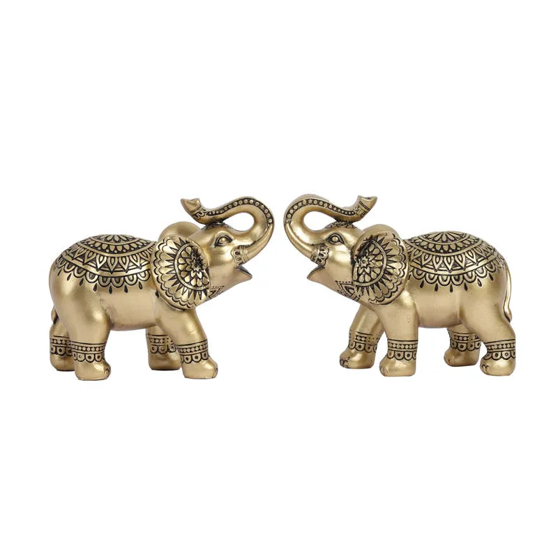 Ethnic Ornate Gaja Showpiece - Set Of Two - 3