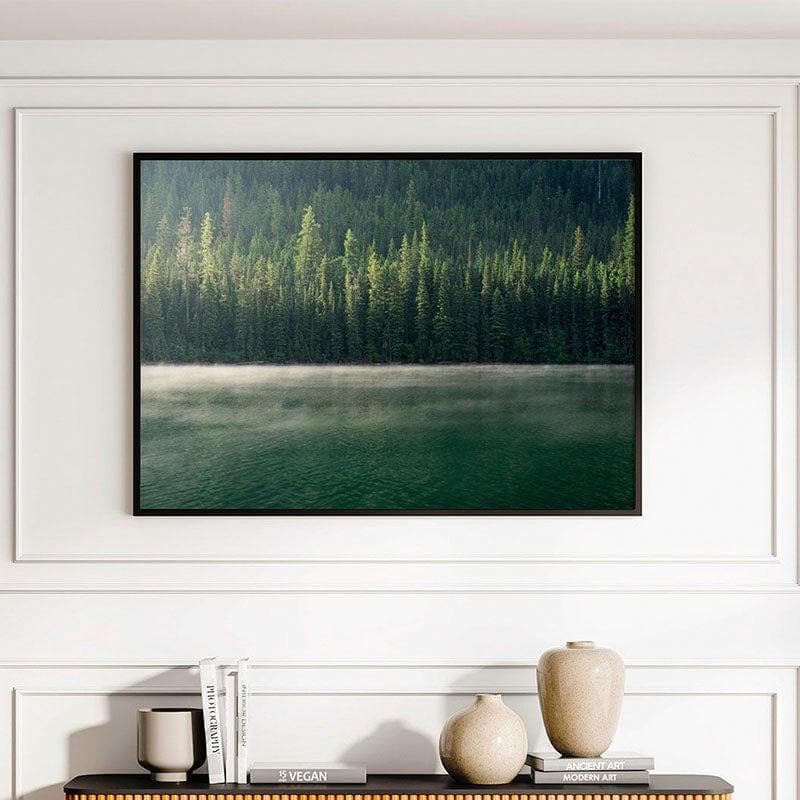 Quartz Lake Morning Canvas Wall Painting - Black Frame