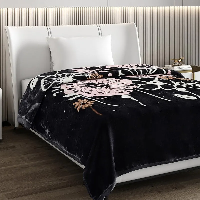 Monte Carlo Midnight Blossom Blanket (Black) - 850 GSM media 4