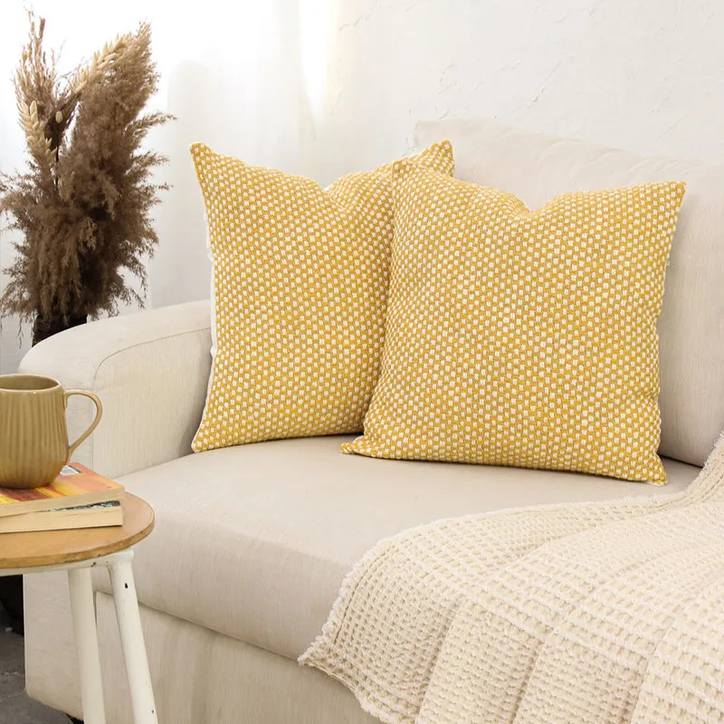 Formess Woven Cotton Cushion Cover (Yellow) - Set Of Two media 2