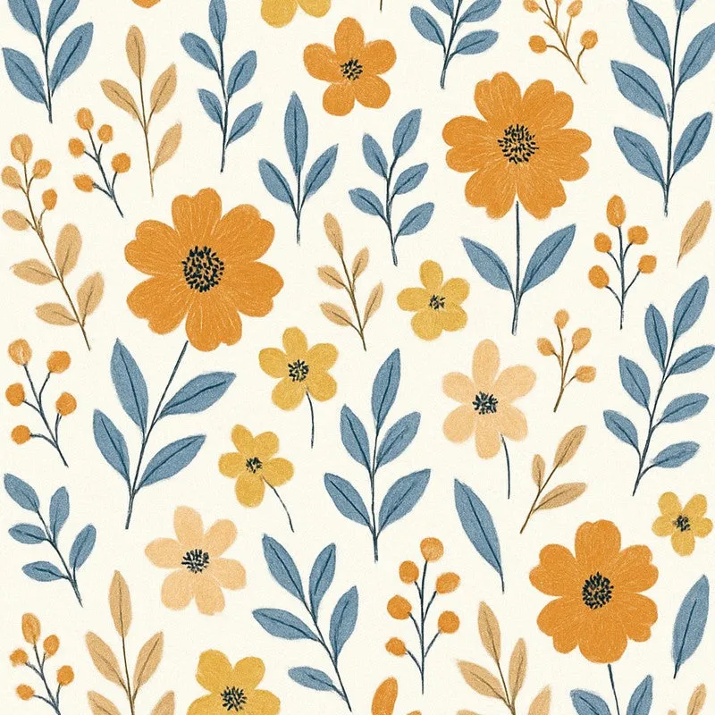 PetalPop Cotton Curtains - Set Of Three, multicolor floral cotton room-darkening set of three, hanging view