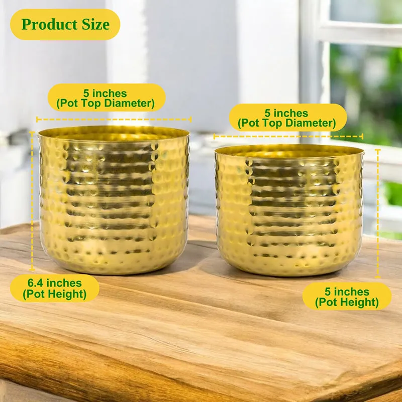 Anvil Bloom Hammered Metal Planter - Set Of Two media 8