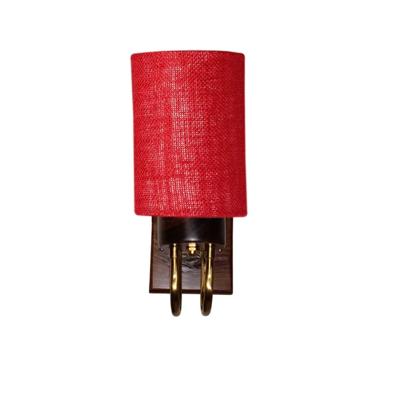 Gilded Arch Jute Wall Lamp - Red media 3