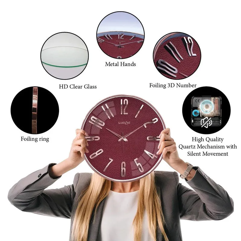 Elite Numeric Plastic Wall Clock - Red & Rose Gold media 7