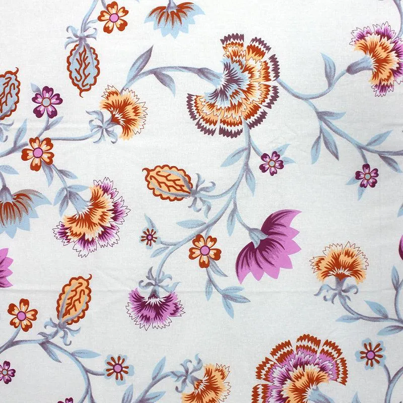 Siya Floral Cotton Bedsheet (Violet,Light Blue) - 110 TC media 5