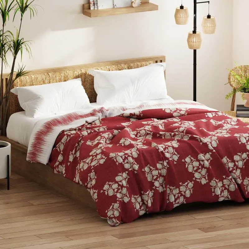 Minas Floral Reversible Microfiber Comforter (Red) - 120 GSM media 9