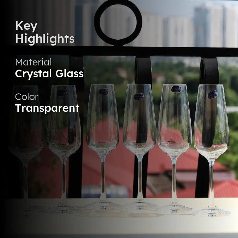 Stella Bohemia Crystal Flute Glasses (190 ML) - Set Of Six media 2