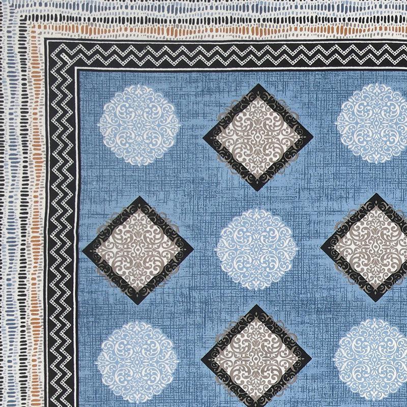 Metro Matrix Geometric Cotton  Bedsheet (Blue) - 140 TC media 3