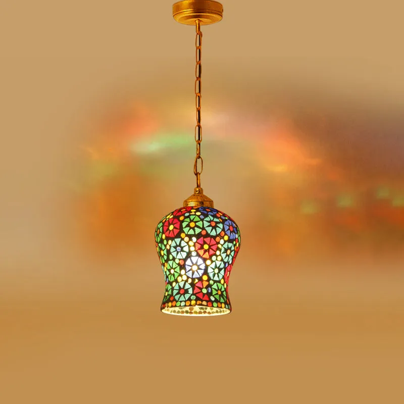 Mosaic Petals Metal & Glass Ceiling Lamp media 6