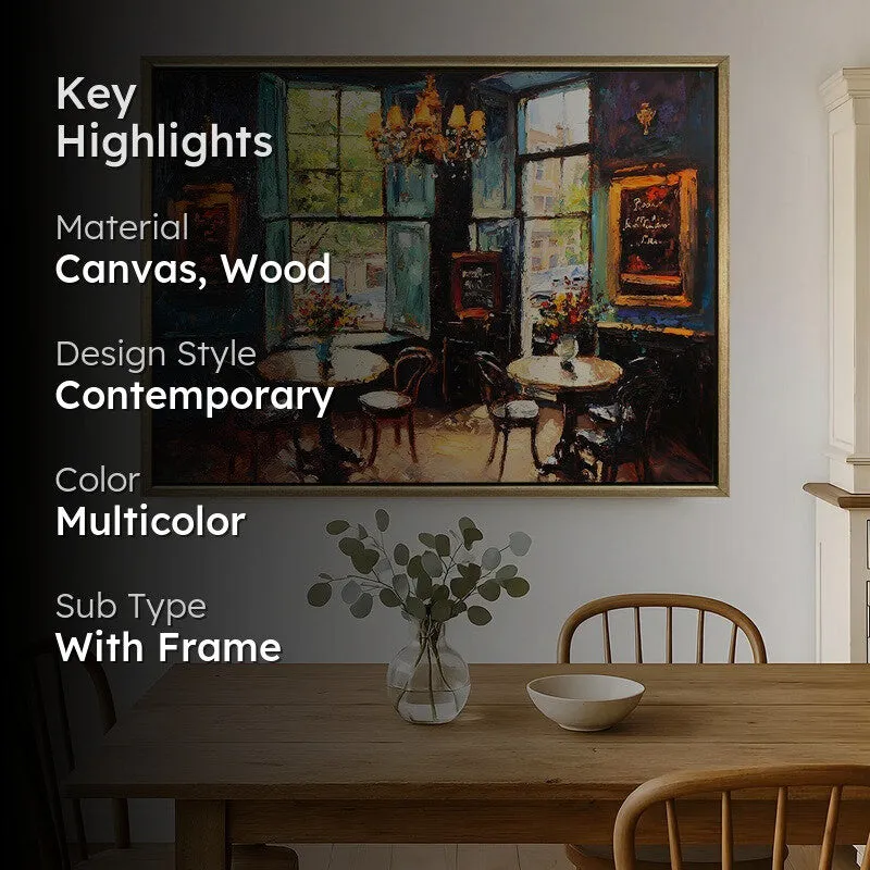 Bistro Table Canvas Wall Painting With Frame media 2