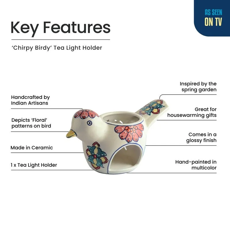 Chirpy Birdy Handpainted Tealight Holder media 6
