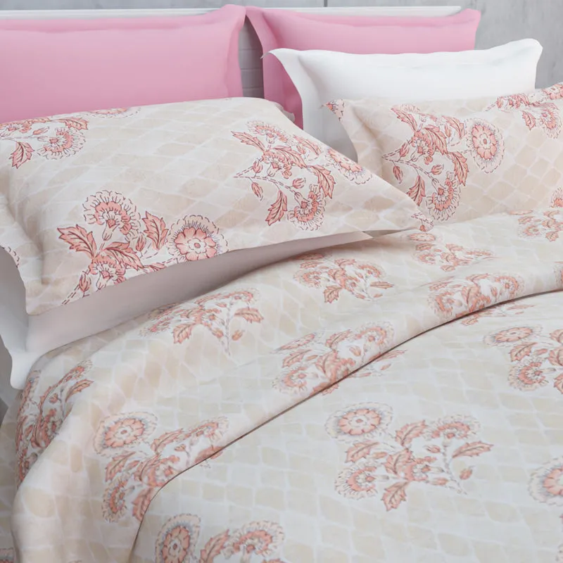 Marigold Fields Cotton Bedsheet (Peach) - 144 TC media 10