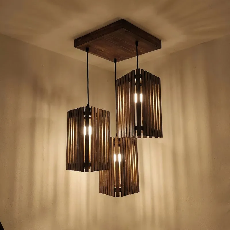 CageAura Illume Wooden Ceiling Lamp - Beige media 5