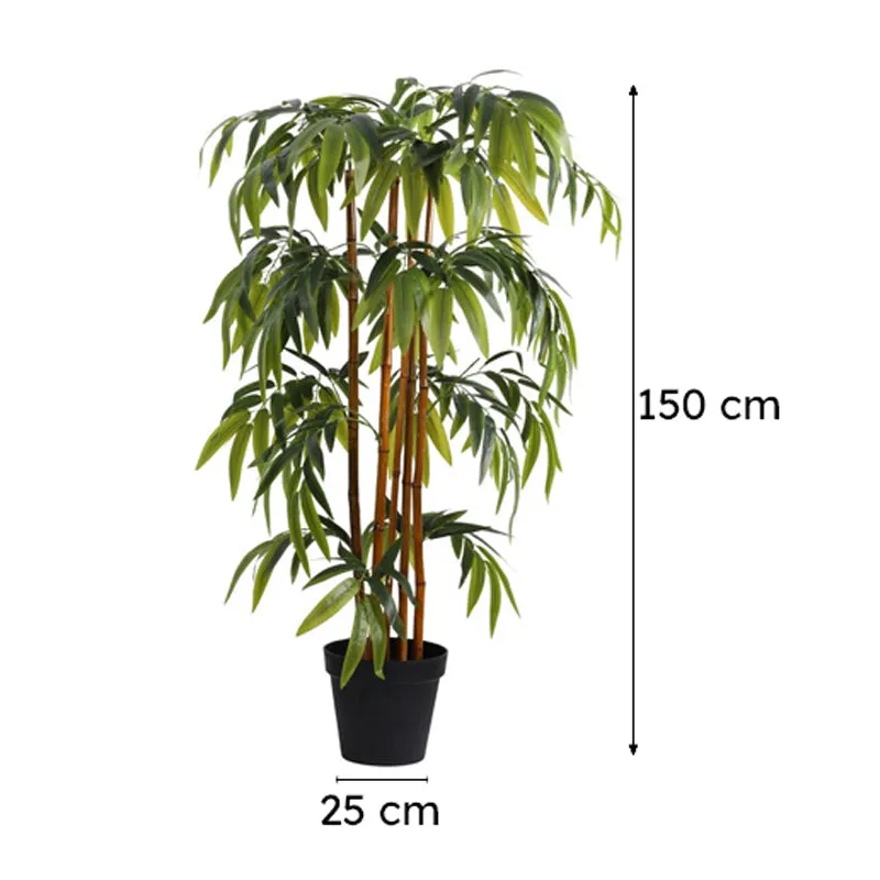 Artificial Bamboo Plant With Black Plastic Pot - 5 ft media 10