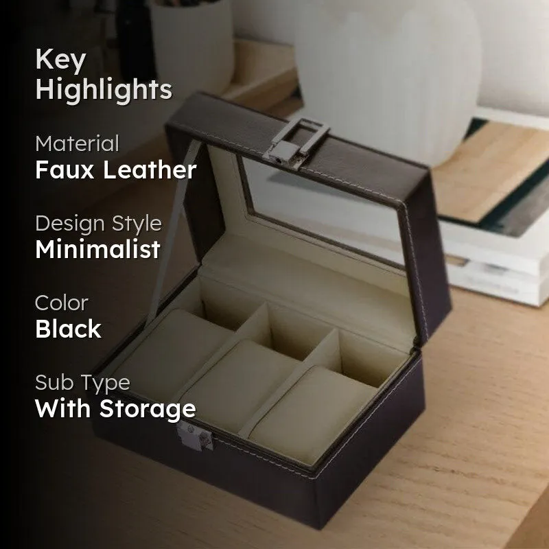 Chrono Safe Trio Faux Leather Watch Storage Box media 2