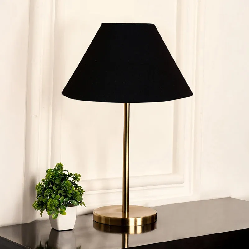 Glow Mesa Cotton & Metal Table Lamp (Empire) - Black,Gold media 2
