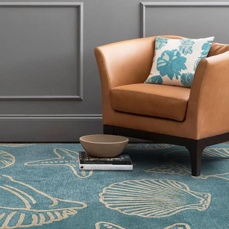 Seashell Hand Tufted Swirl Kids Wool & Nylon Carpet - Turquoise media 8