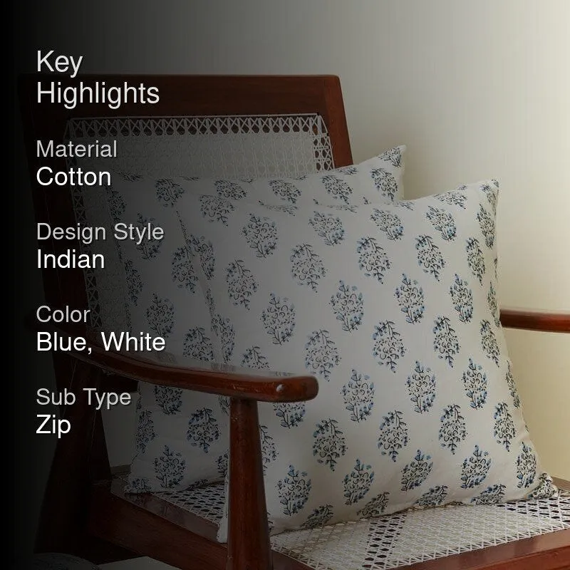 Sanganeri Charm Cushion Cover (Blue) - Set Of Two media 2