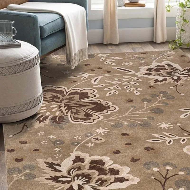 Haradrim Hand Tufted Floral Wool & Nylon Carpet - Brown media 5