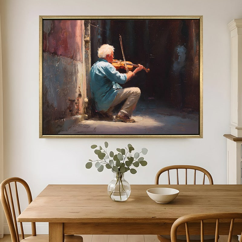 Alley Violin Canvas Wall Painting With Frame