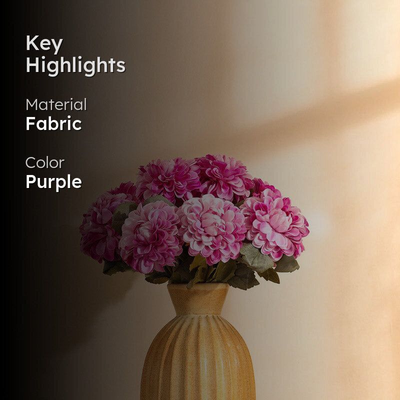 Artificial Realistic Chrysanthemum Flower Stick (Purple) - Set Of Five media 2