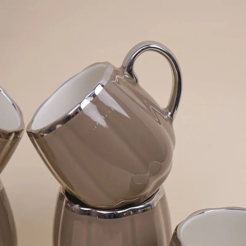 Magina Porcelain Tea Cup (180 mL Each/Brown) - Set of Six media 5