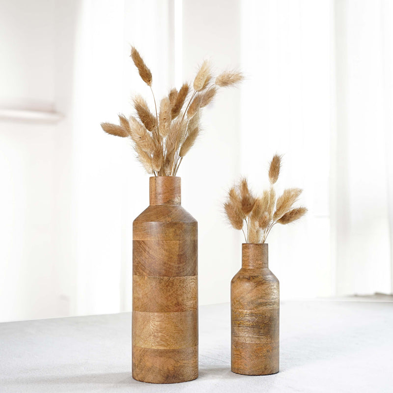 Silasa Wooden Vase (Light Brown) - Set Of Two