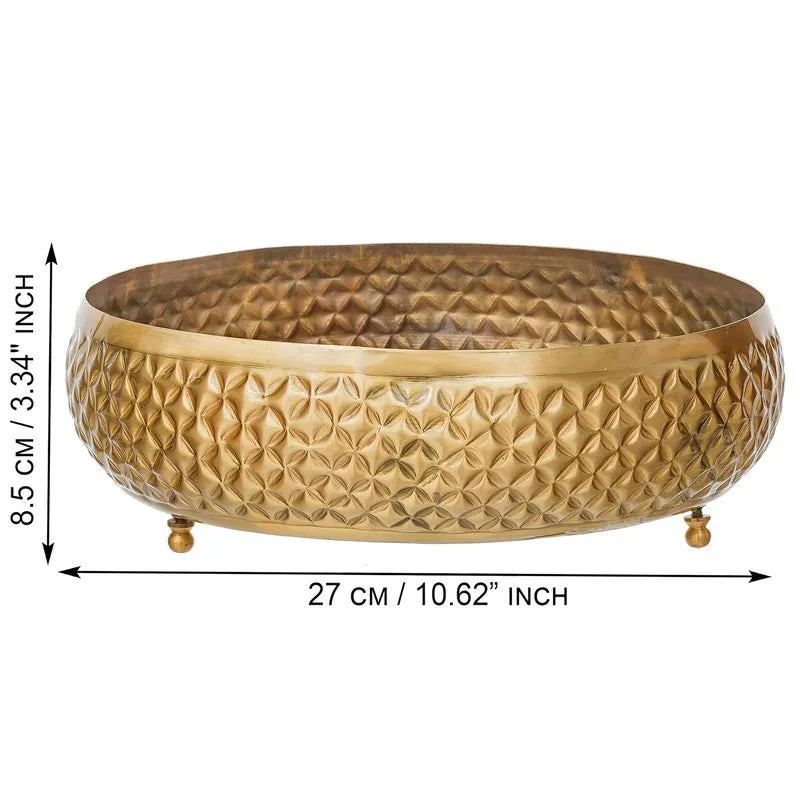 Artisan Hammered Metal Urli - Gold media 9