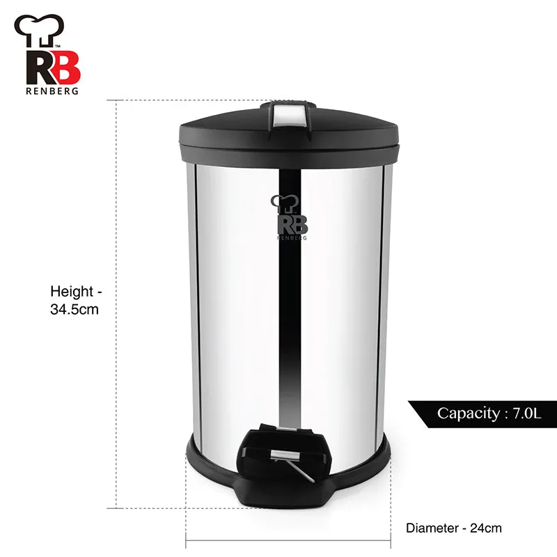 Bergner Silver Step Stainless Steel Pedal Dust Bin - 7000 mL media 8