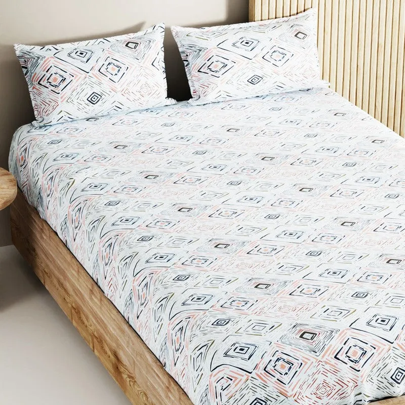 Zynor Cotton Bedsheet (Blue,White) - 144 TC media 5