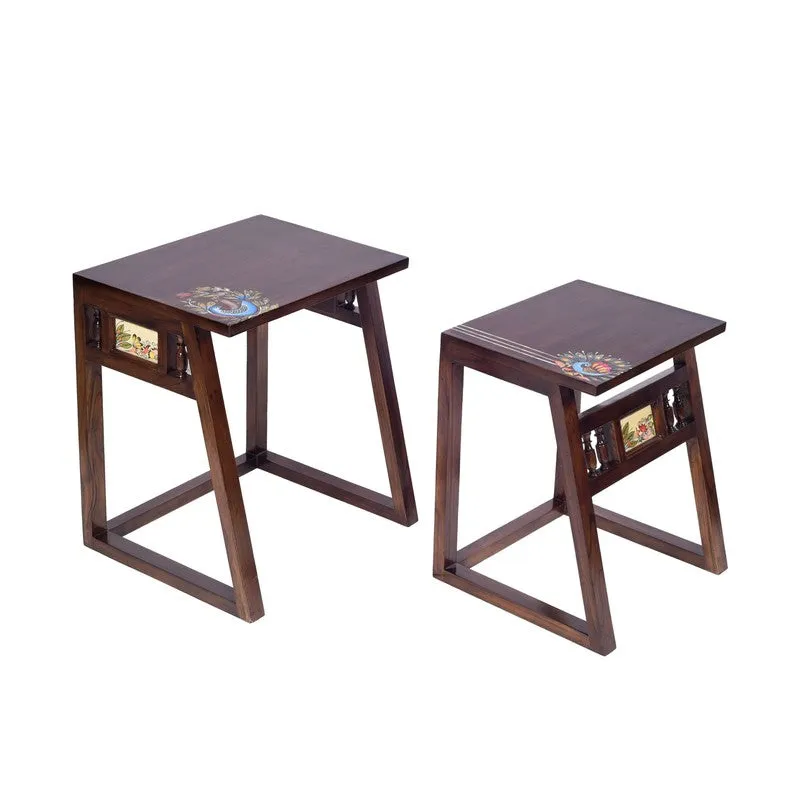 Milo Teak Wood Nesting Stools - Set of Two media 8