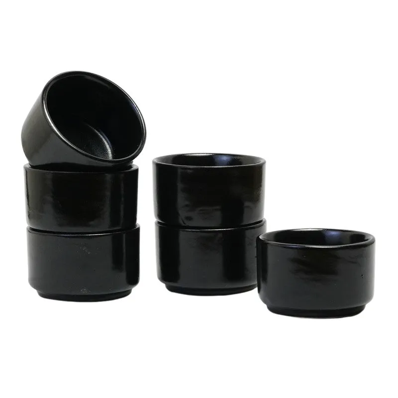 Culixa Ceramic Dip Bowls (Black ,50 mL Each) - Set Of Six media 4