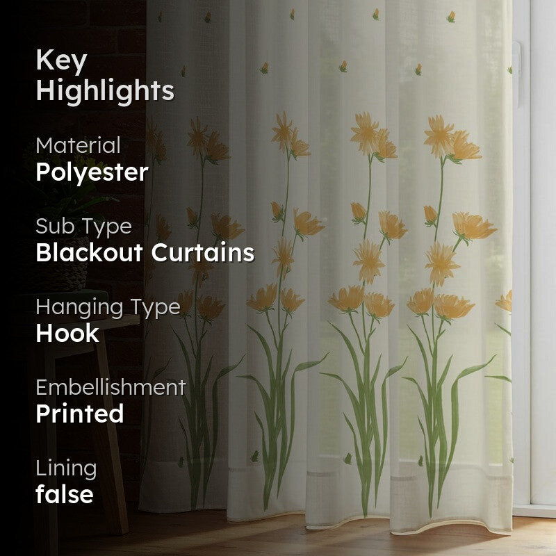 Urban Space Floral Multicolor Polyester Curtains - Set Of Two media 2