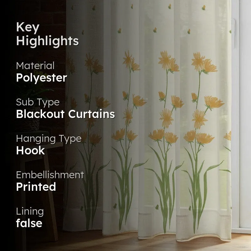 Urban Space Floral Multicolor Polyester Curtains - Set Of Two media 2