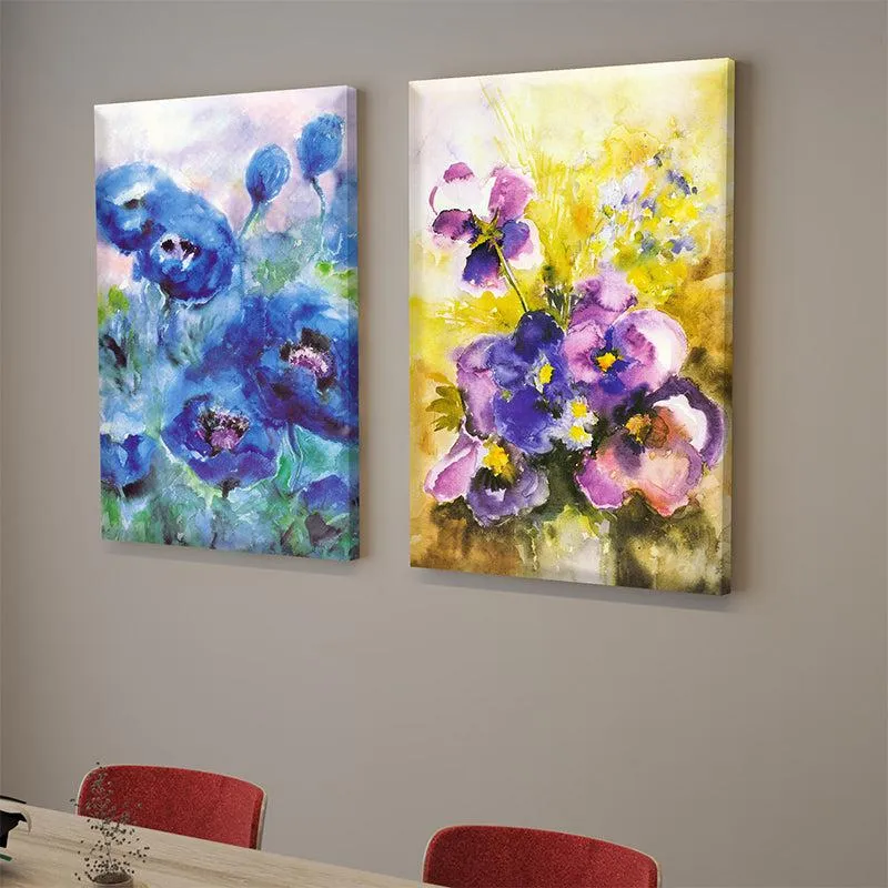 Orient Poppy Canvas Wall Painting - Set Of Two media 1