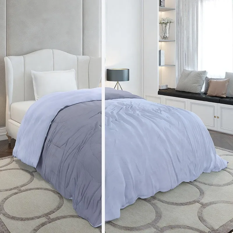 Monte Carlo Softelle Solid Polyester Reversible Comforter (Grey & Lavender) - 110 GSM media 3