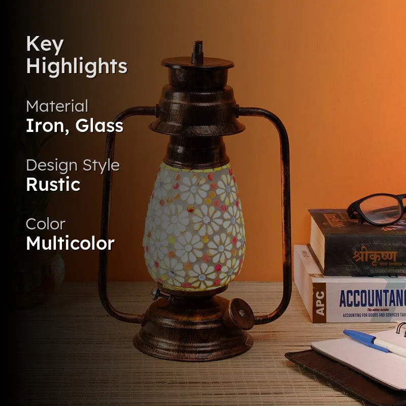 Admya Mosaic Lantern Iron Table Lamp - Multicolor media 2